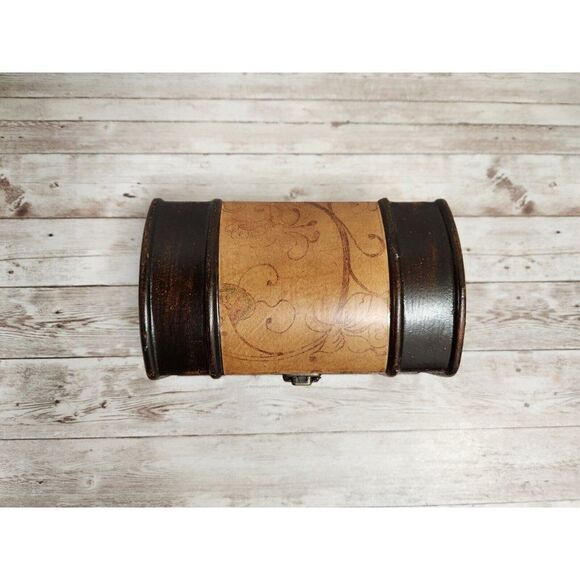 Tuscan Home Small Brown Antique Chest Jewelry Toy Treasure Box Storage - Picture 5 of 11